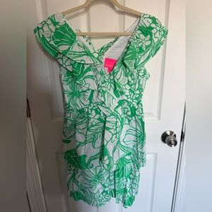 Lilly Pulitzer Green and White Tropical Dress